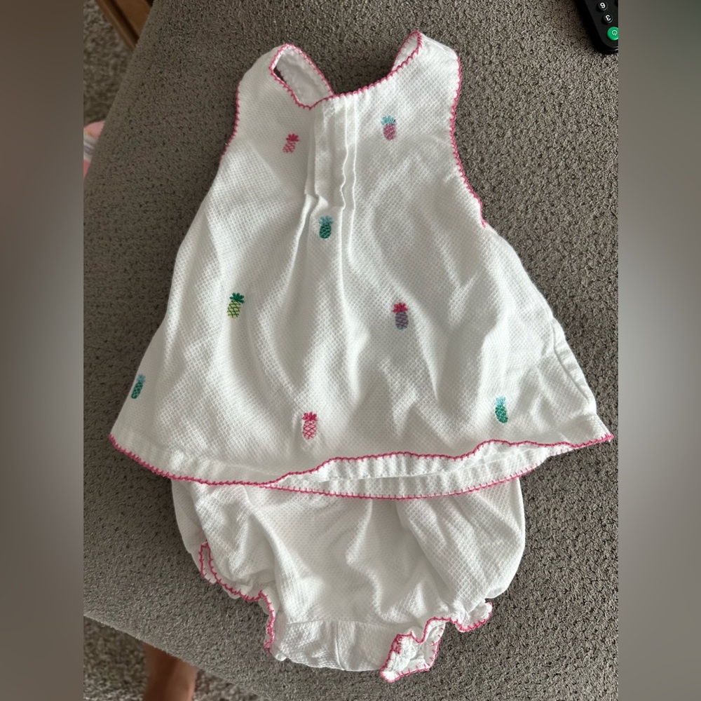 Janie and Jack infant girls 3-6 month white summer outfit